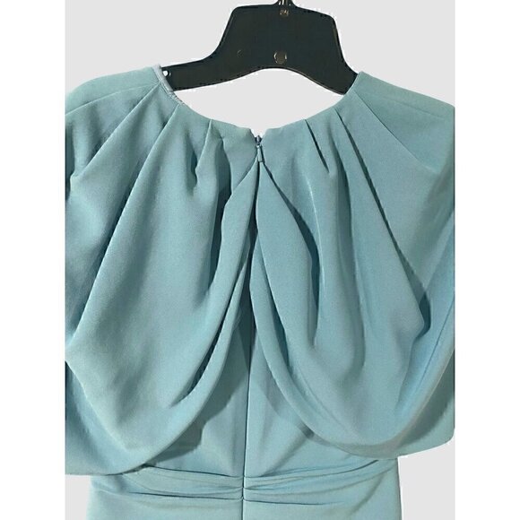 Lela Rose Robin’s Egg Blue Capelet Crepe Midi Dress Size 6 Formal - Picture 8 of 14